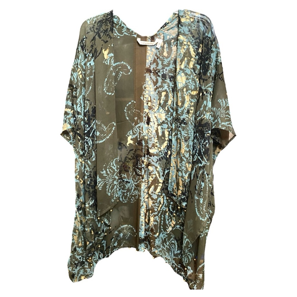 Soft Surroundings Beaded Kimono in Earthy Tones
